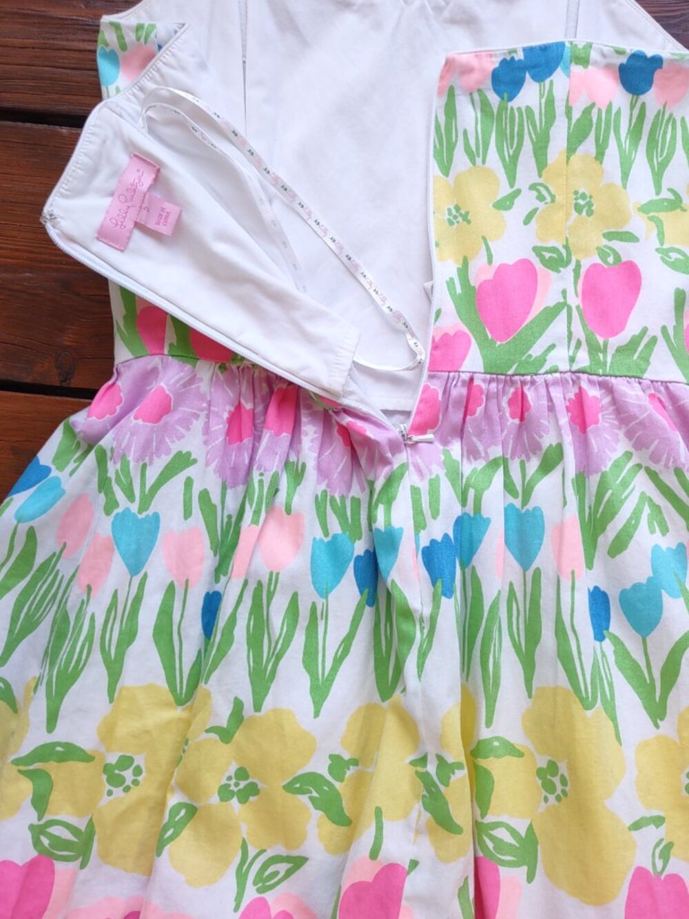🌷 Lilly Pulitzer Payton Strapless Floral Dress Colorful Tulips Size 2 - Picture 10 of 14
